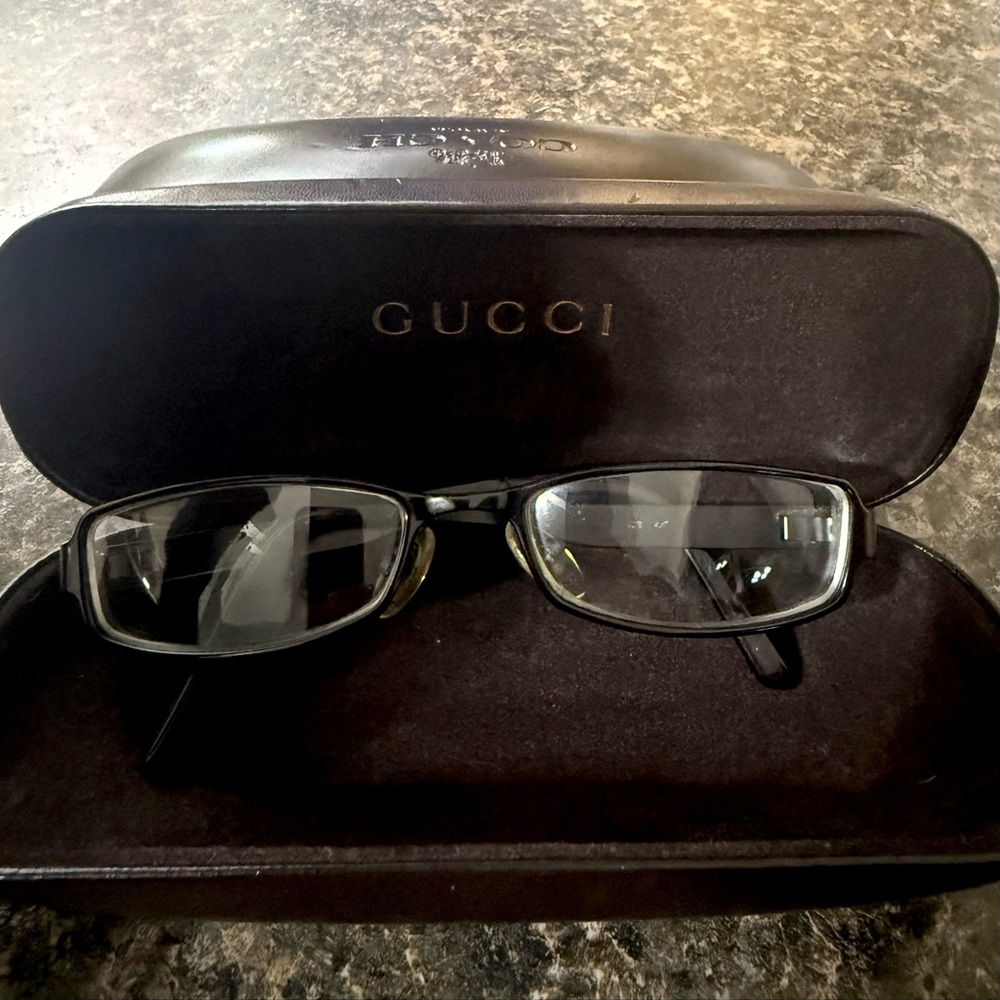 Prescription Gucci Black Rectangular Eyeglasses W… - image 1